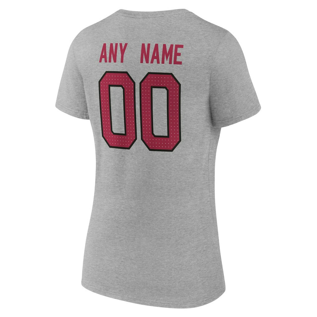 Arizona Cardinals Women's Team Authentic Personalized Name & Number V-Neck T-Shirt - Gray cheap