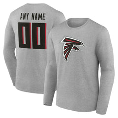 Atlanta Falcons Team Authentic Personalized Name & Number Long Sleeve T-Shirt - Gray sale