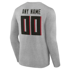 Atlanta Falcons Team Authentic Personalized Name & Number Long Sleeve T-Shirt - Gray sale