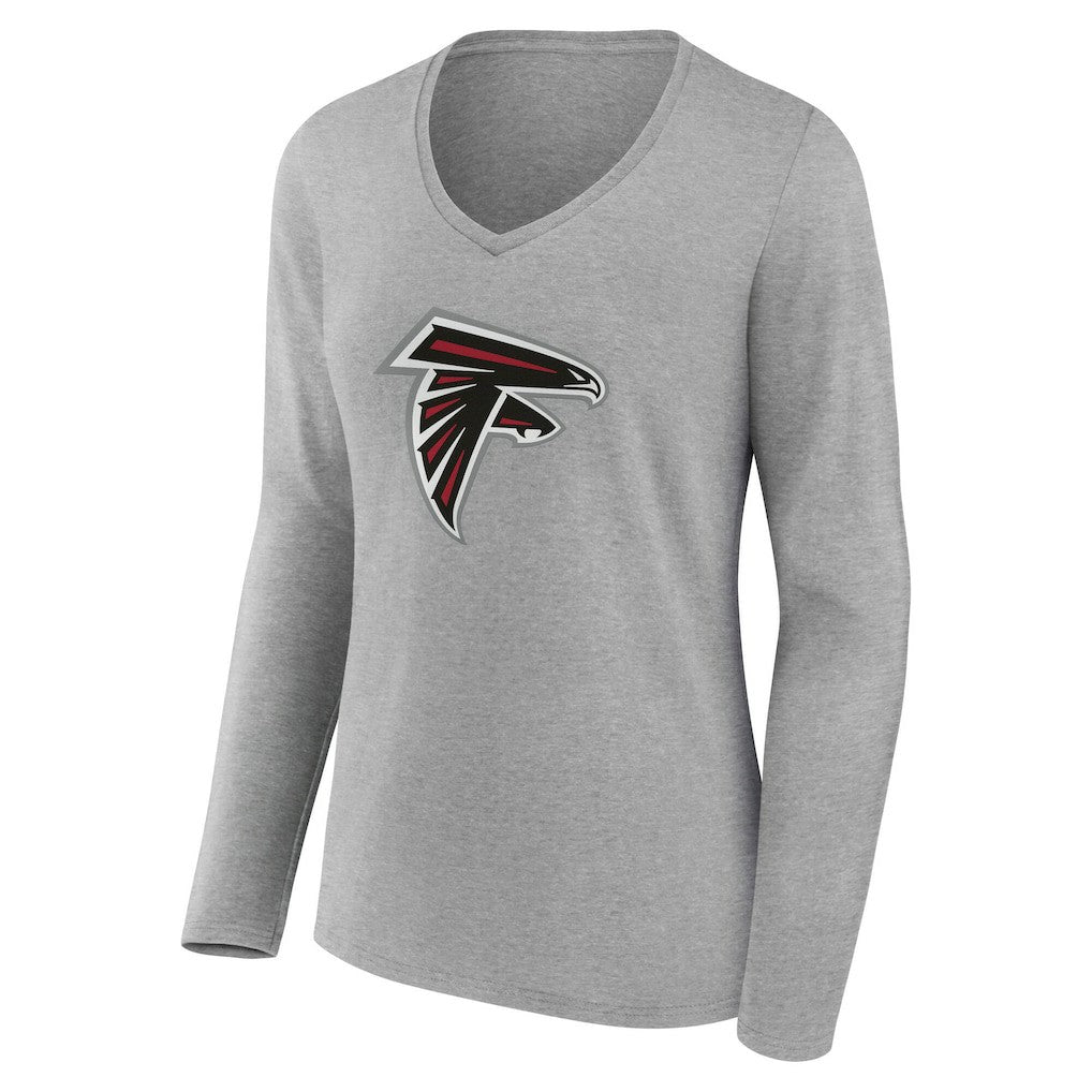 Atlanta Falcons Women's Team Authentic Personalized Name & Number Long Sleeve V-Neck T-Shirt - Gray sale