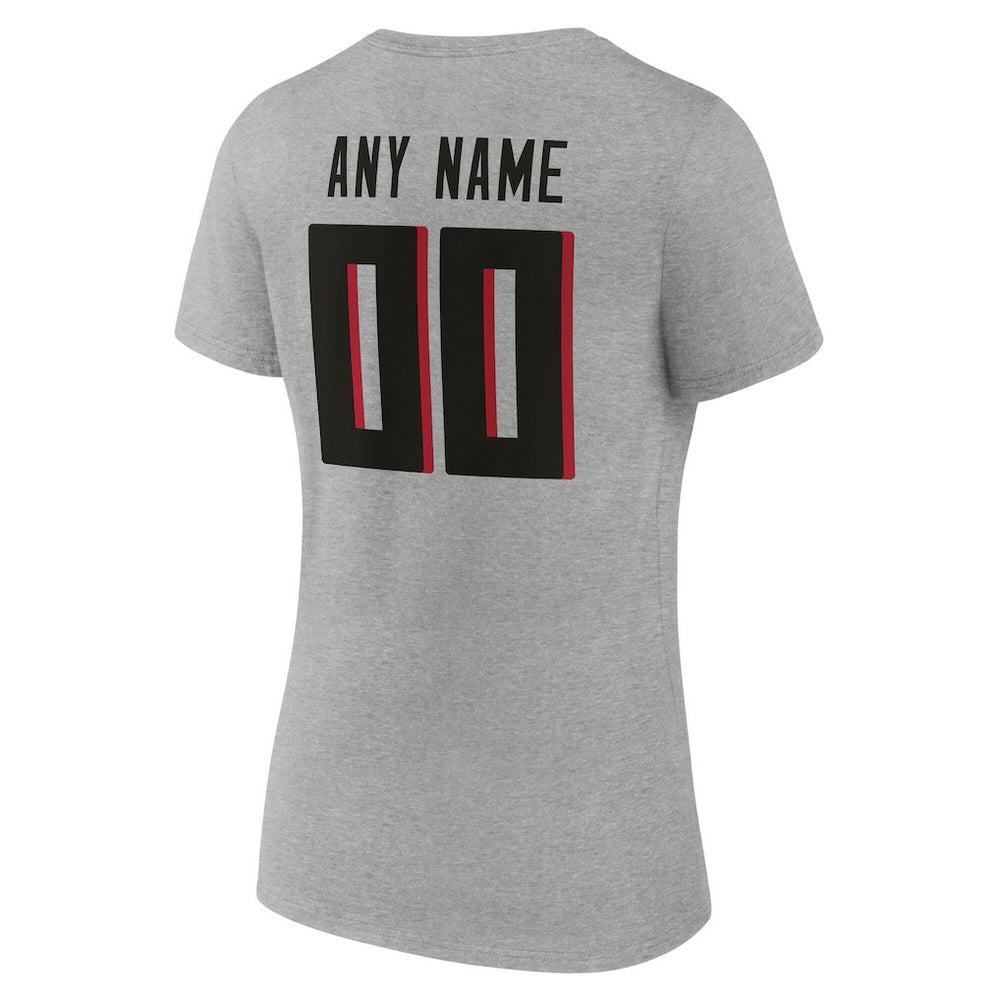 Atlanta Falcons Women's Team Authentic Personalized Name & Number V-Neck T-Shirt - Gray for sale