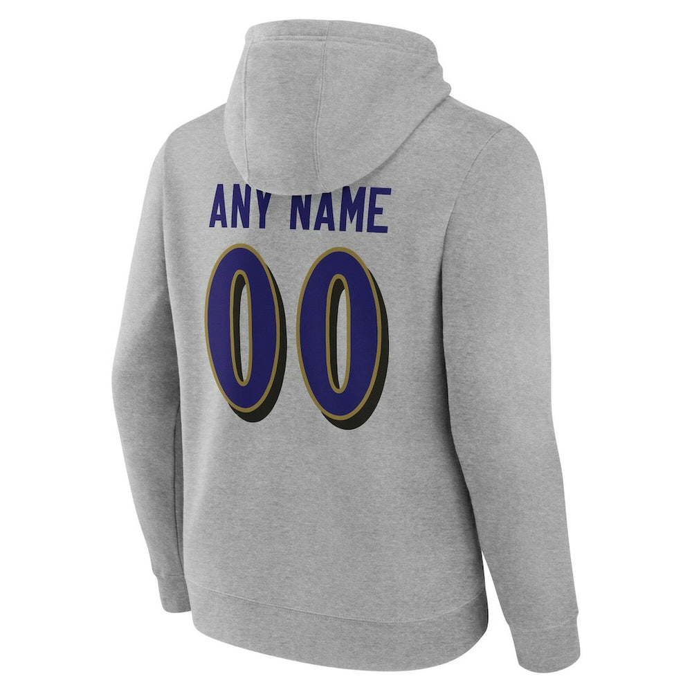 Baltimore Ravens Team Authentic Personalized Name & Number Hoodie - Gray on sale
