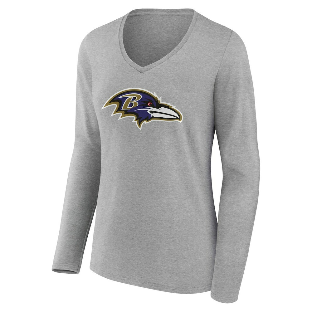 Baltimore Ravens Women's Team Authentic Personalized Name & Number Long Sleeve V-Neck T-Shirt - Gray outlet