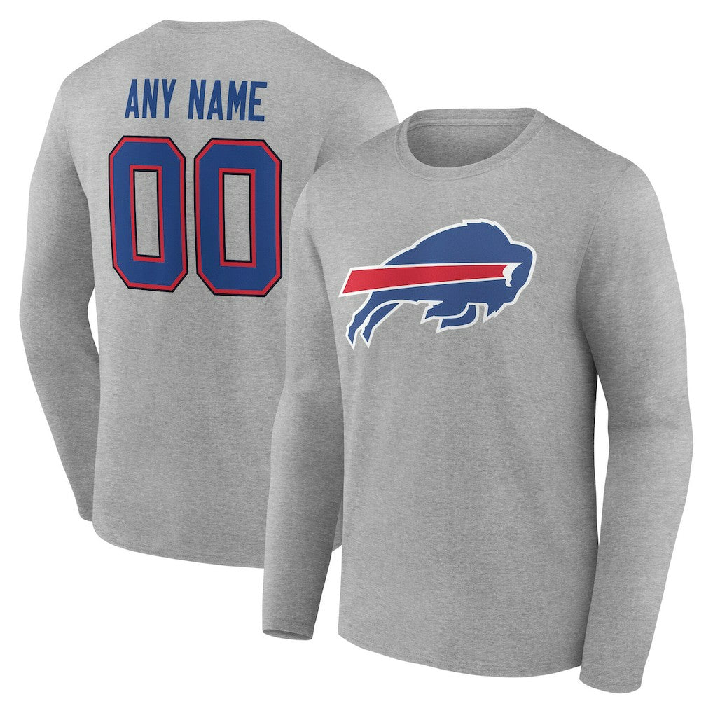 Buffalo Bills Team Authentic Personalized Name & Number Long Sleeve T-Shirt - Gray outlet