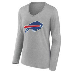 Buffalo Bills Women's Team Authentic Personalized Name & Number Long Sleeve V-Neck T-Shirt - Gray online