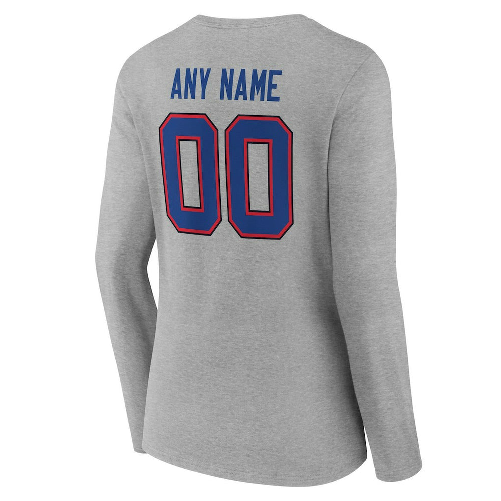 Buffalo Bills Women's Team Authentic Personalized Name & Number Long Sleeve V-Neck T-Shirt - Gray online