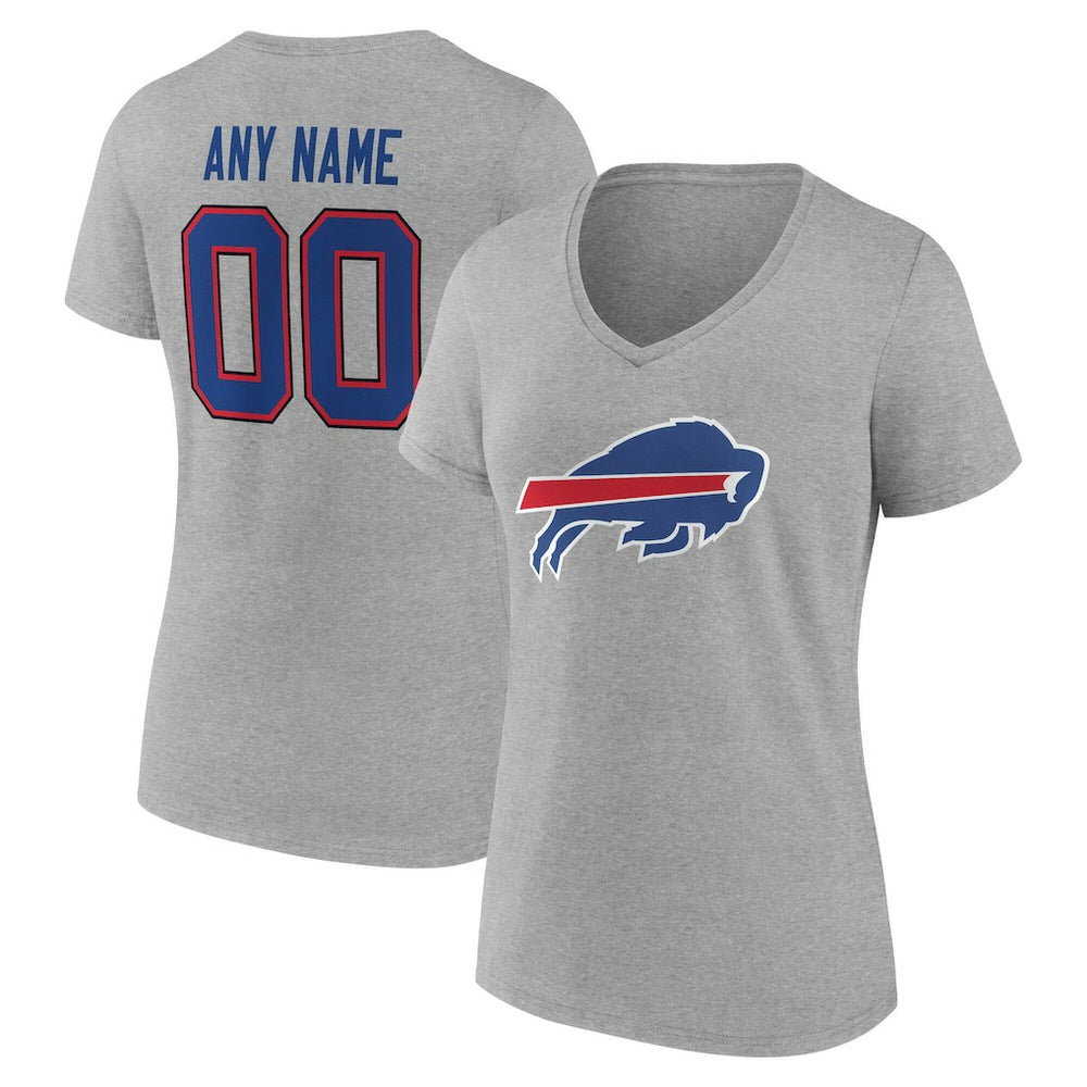 Buffalo Bills Women's Team Authentic Personalized Name & Number V-Neck T-Shirt - Gray sale