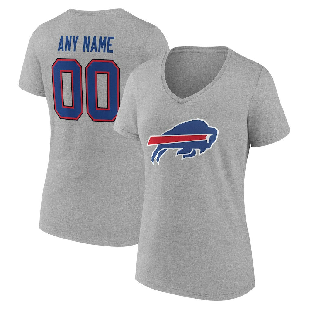 Buffalo Bills Women's Team Authentic Personalized Name & Number V-Neck T-Shirt - Gray sale