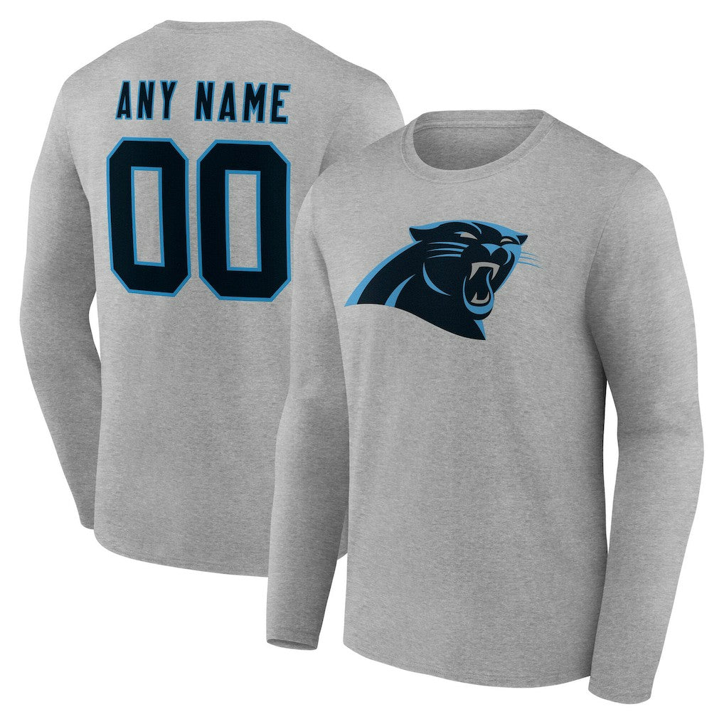 Carolina Panthers Team Authentic Personalized Name & Number Long Sleeve T-Shirt - Gray sale