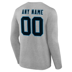 Carolina Panthers Team Authentic Personalized Name & Number Long Sleeve T-Shirt - Gray sale