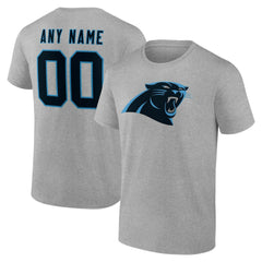 Carolina Panthers Team Authentic Personalized Name & Number T-Shirt - Gray for sale