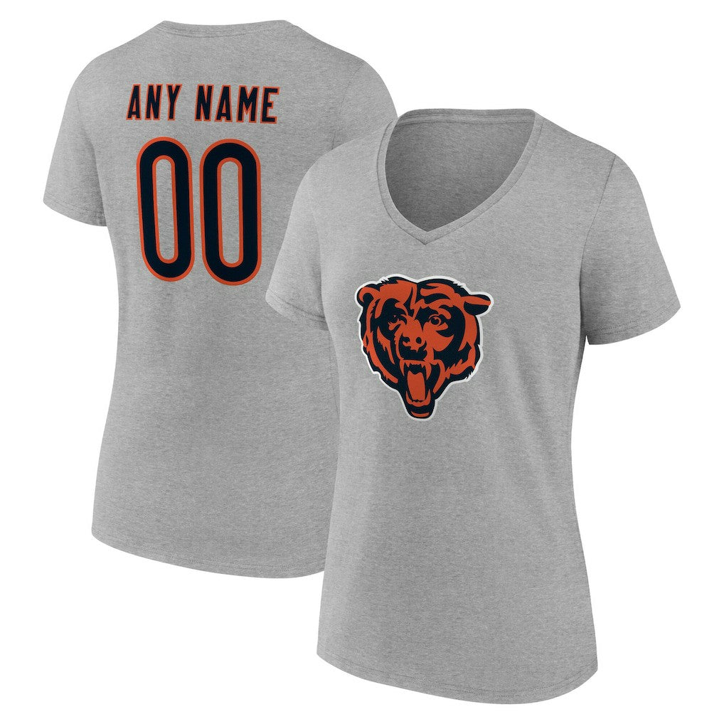Chicago Bears Women's Team Authentic Personalized Name & Number V-Neck T-Shirt - Gray cheap