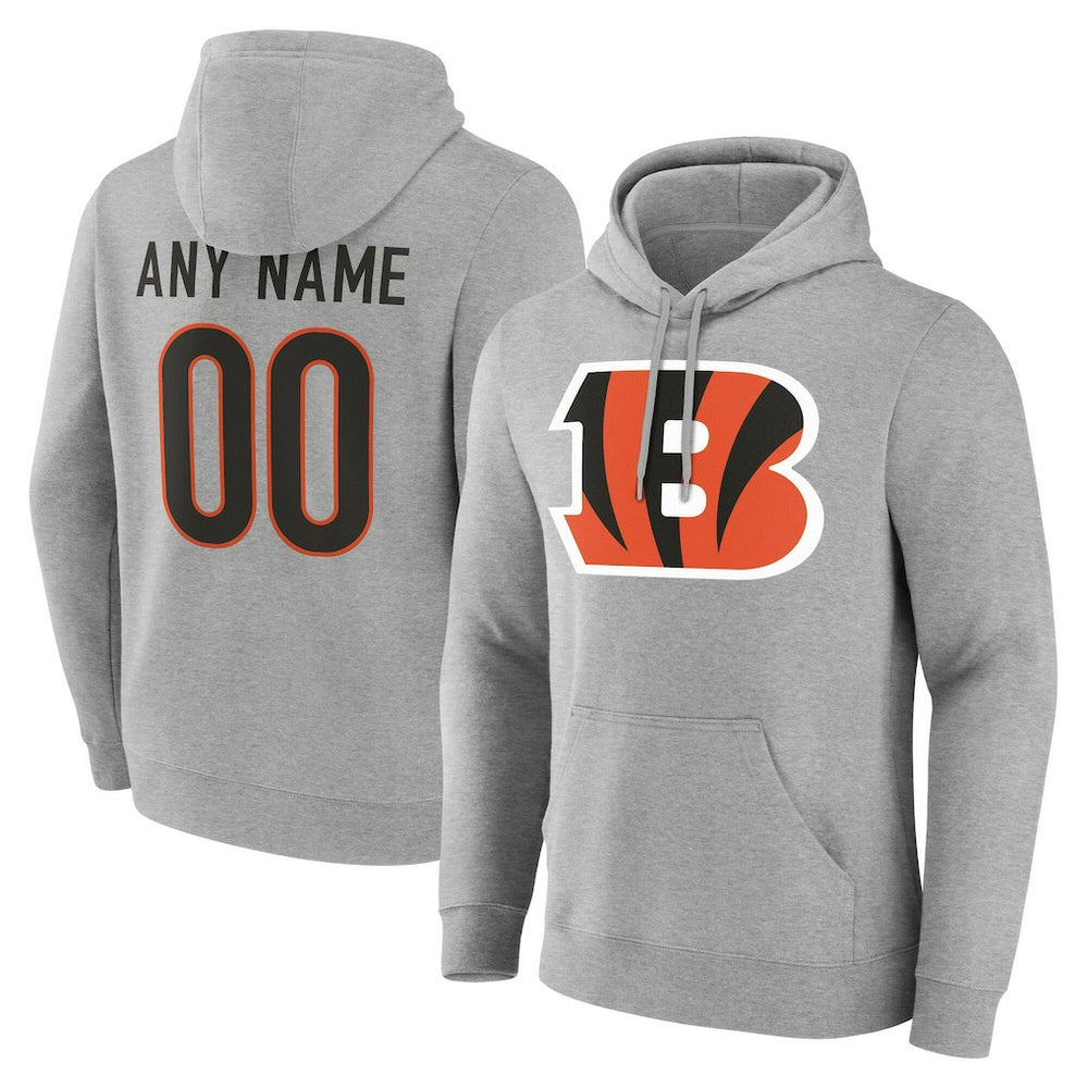 Cincinnati Bengals Team Authentic Personalized Name & Number Hoodie - Gray on sale
