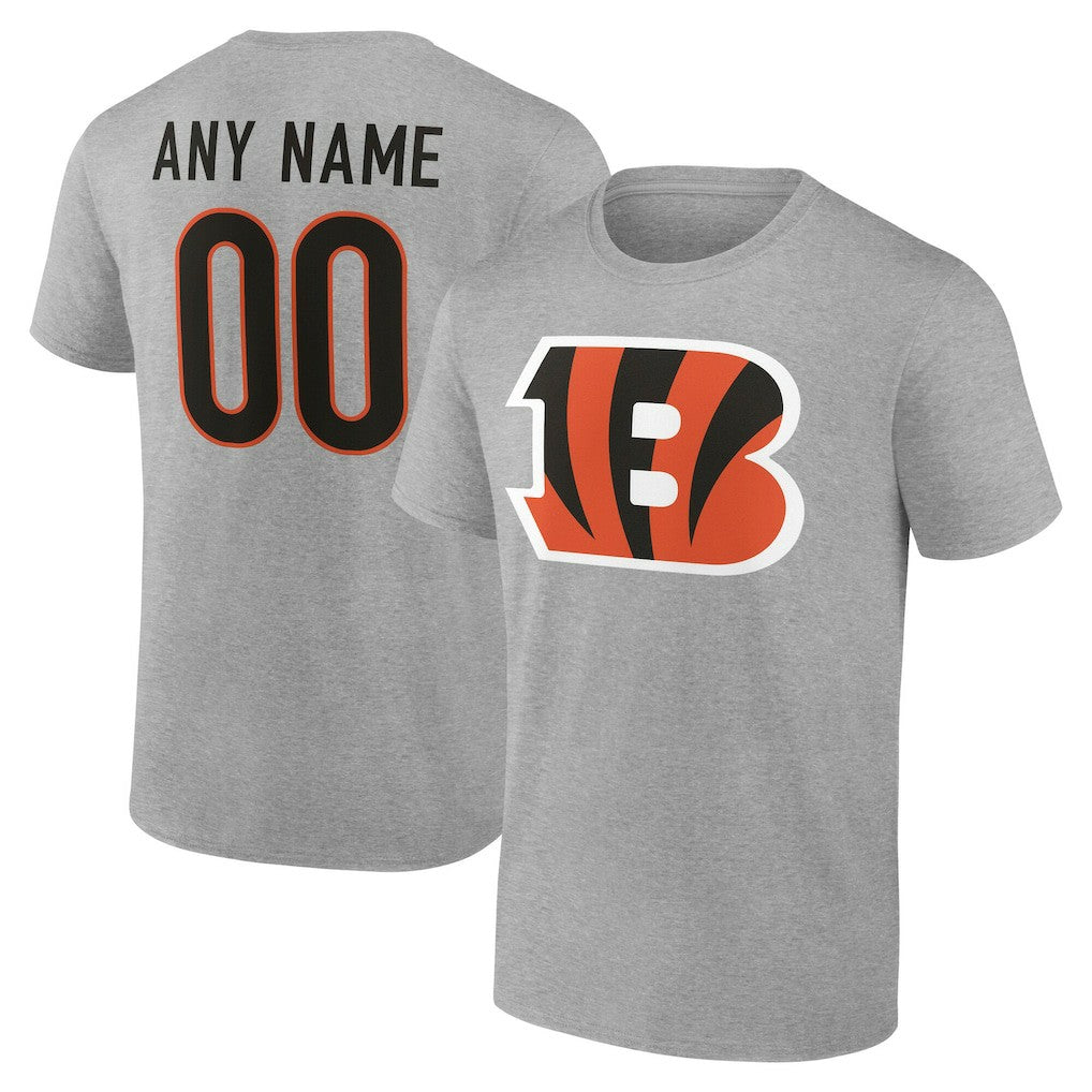 Cincinnati Bengals Team Authentic Personalized Name & Number T-Shirt - Gray for sale