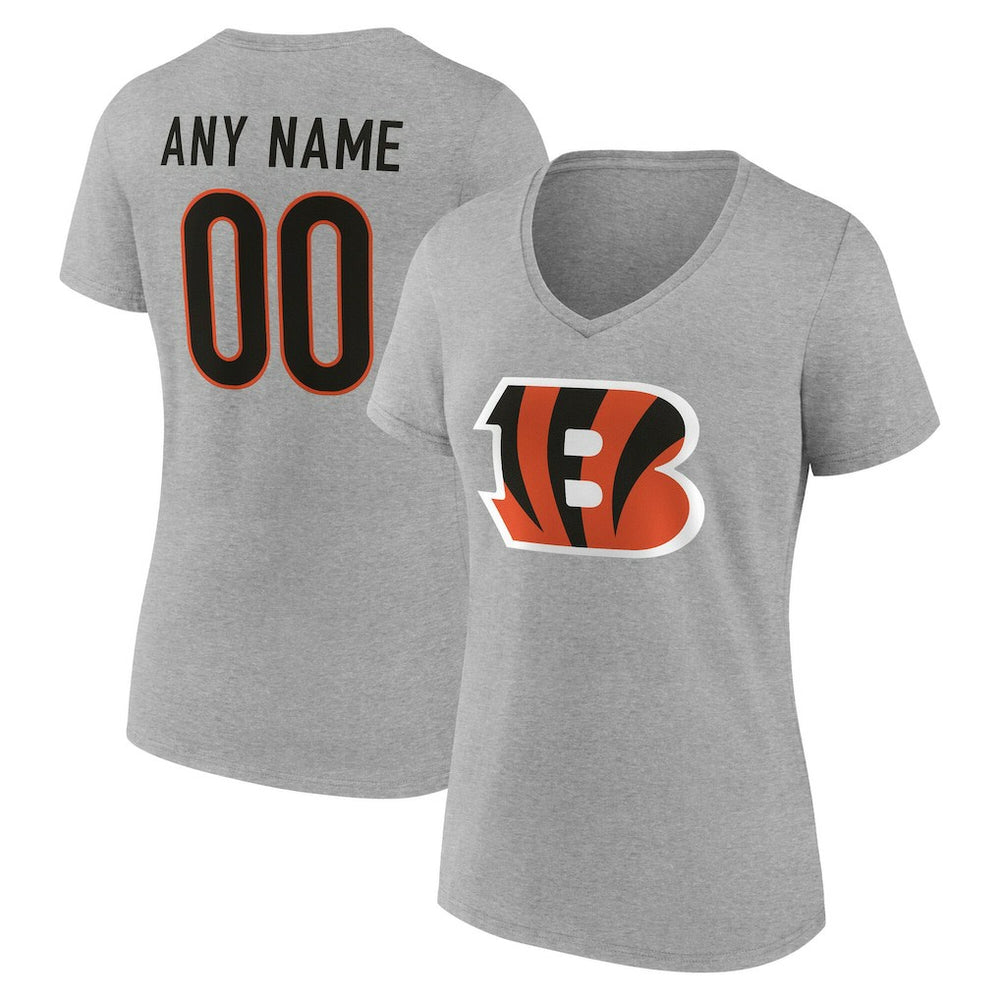 Cincinnati Bengals Women's Team Authentic Personalized Name & Number V-Neck T-Shirt - Gray outlet