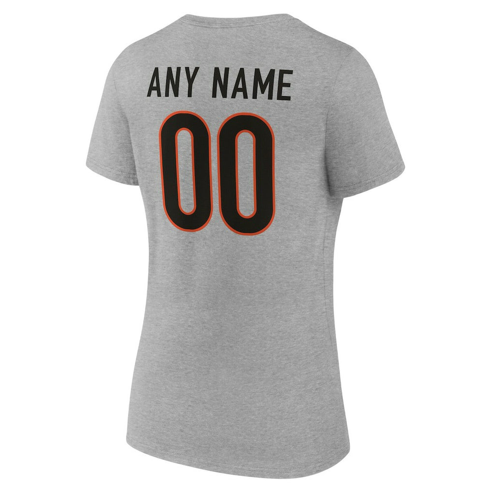 Cincinnati Bengals Women's Team Authentic Personalized Name & Number V-Neck T-Shirt - Gray outlet