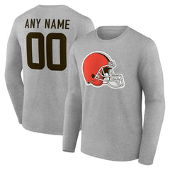 Cleveland Browns Team Authentic Personalized Name & Number Long Sleeve T-Shirt - Gray outlet