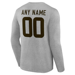 Cleveland Browns Team Authentic Personalized Name & Number Long Sleeve T-Shirt - Gray outlet