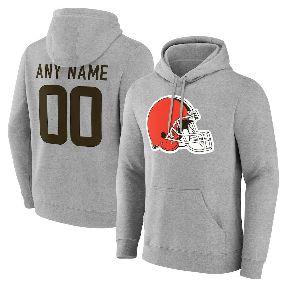 Cleveland Browns Team Authentic Personalized Name & Number Hoodie - Gray for sale