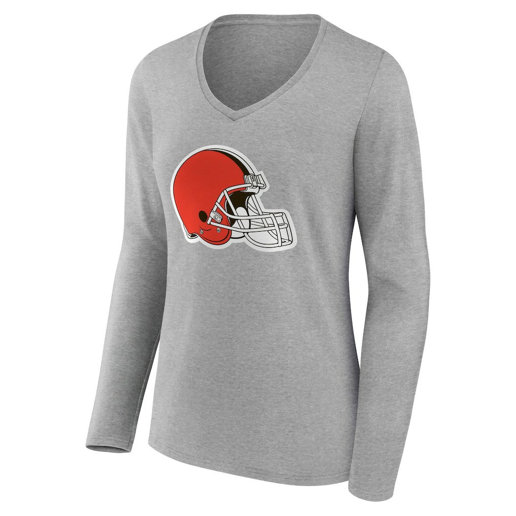 Cleveland Browns Women's Team Authentic Personalized Name & Number Long Sleeve V-Neck T-Shirt - Gray online
