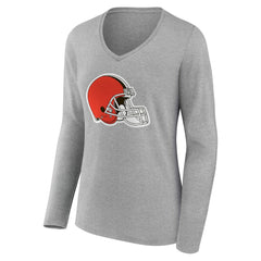 Cleveland Browns Women's Team Authentic Personalized Name & Number Long Sleeve V-Neck T-Shirt - Gray online