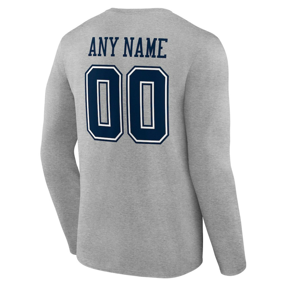 Dallas Cowboys Team Authentic Personalized Name & Number Long Sleeve T-Shirt - Gray outlet