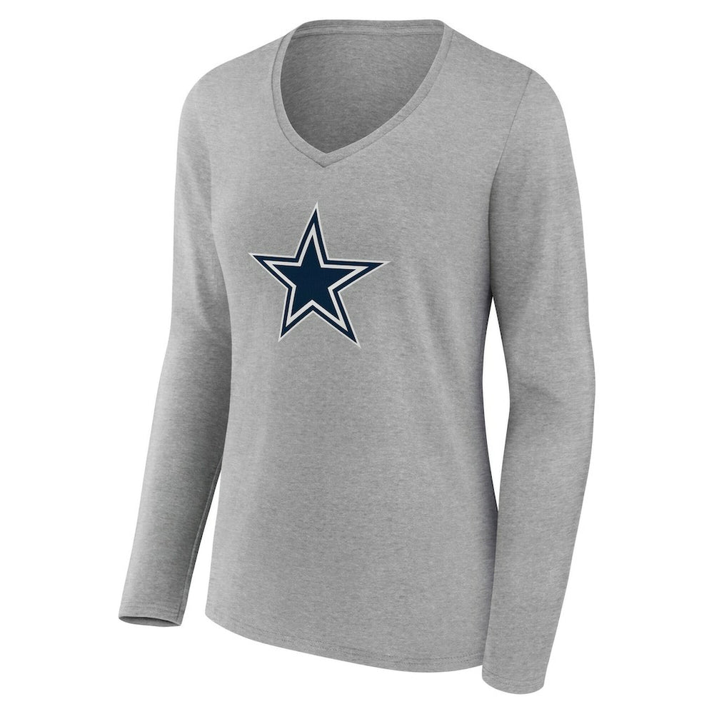 Dallas Cowboys Women's Team Authentic Personalized Name & Number Long Sleeve V-Neck T-Shirt - Gray sale