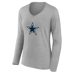 Dallas Cowboys Women's Team Authentic Personalized Name & Number Long Sleeve V-Neck T-Shirt - Gray sale