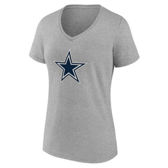 Dallas Cowboys Women's Team Authentic Personalized Name & Number V-Neck T-Shirt - Gray for sale