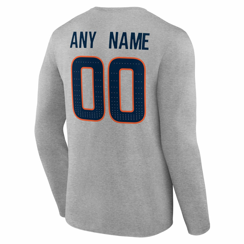 Denver Broncos Team Authentic Personalized Name & Number Long Sleeve T-Shirt - Gray sale