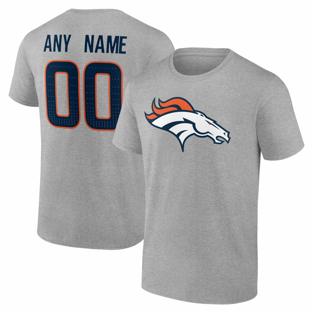 Denver Broncos Team Authentic Personalized Name & Number T-Shirt - Gray online