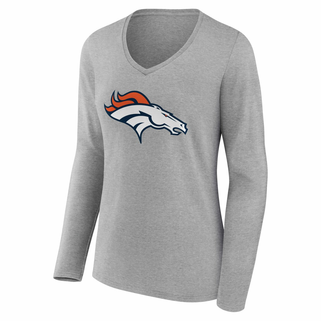 Denver Broncos Women's Team Authentic Personalized Name & Number Long Sleeve V-Neck T-Shirt - Gray outlet