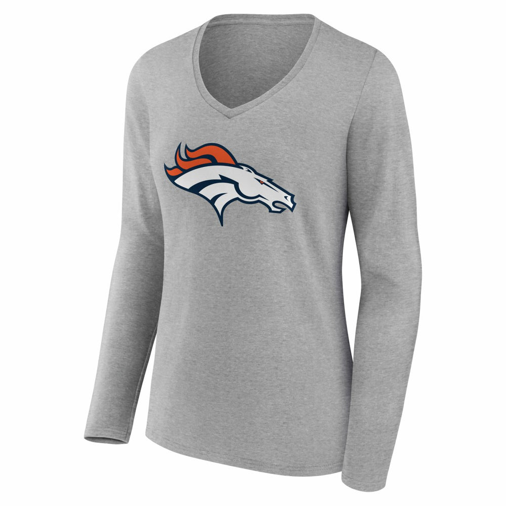 Denver Broncos Women's Team Authentic Personalized Name & Number Long Sleeve V-Neck T-Shirt - Gray outlet
