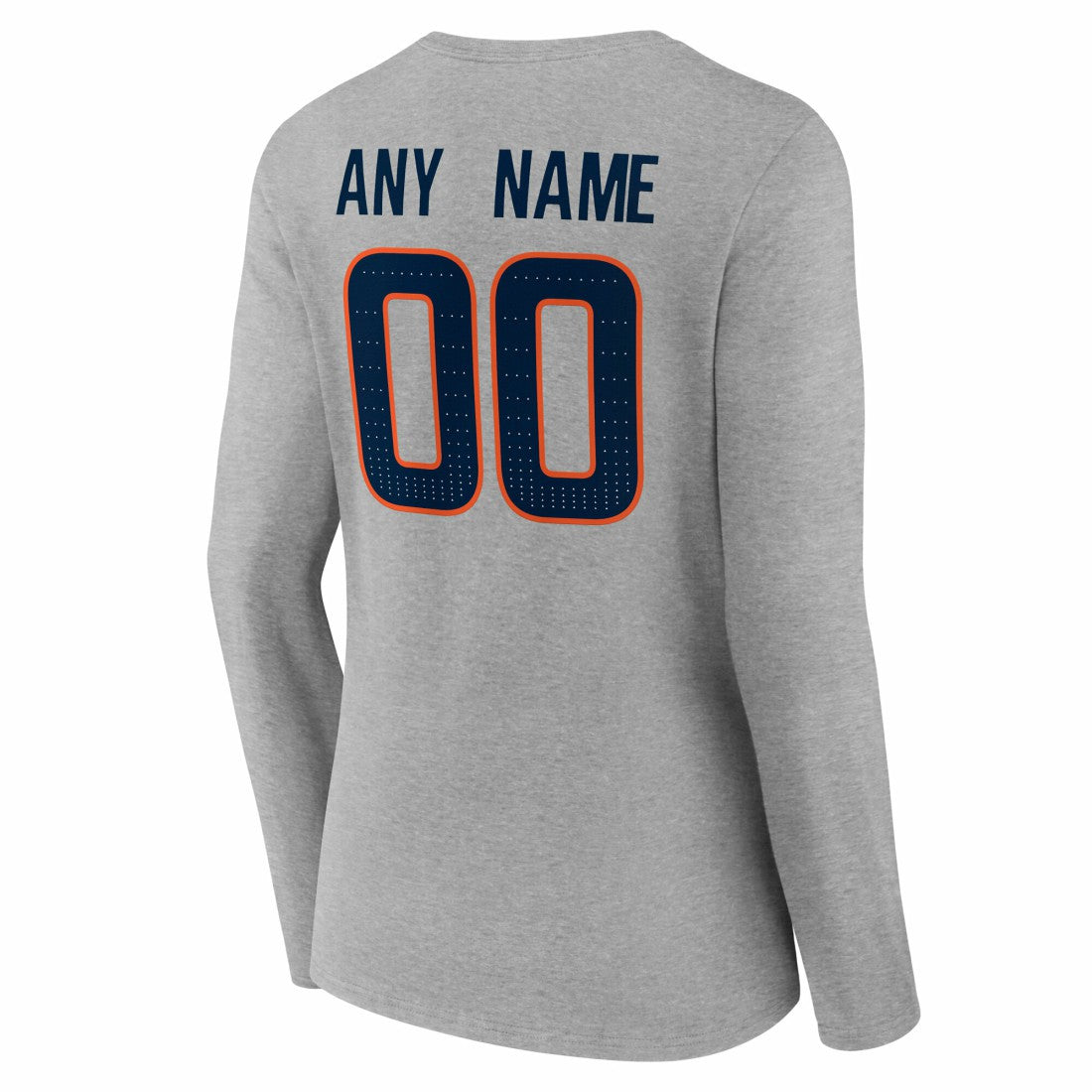 Denver Broncos Women's Team Authentic Personalized Name & Number Long Sleeve V-Neck T-Shirt - Gray outlet