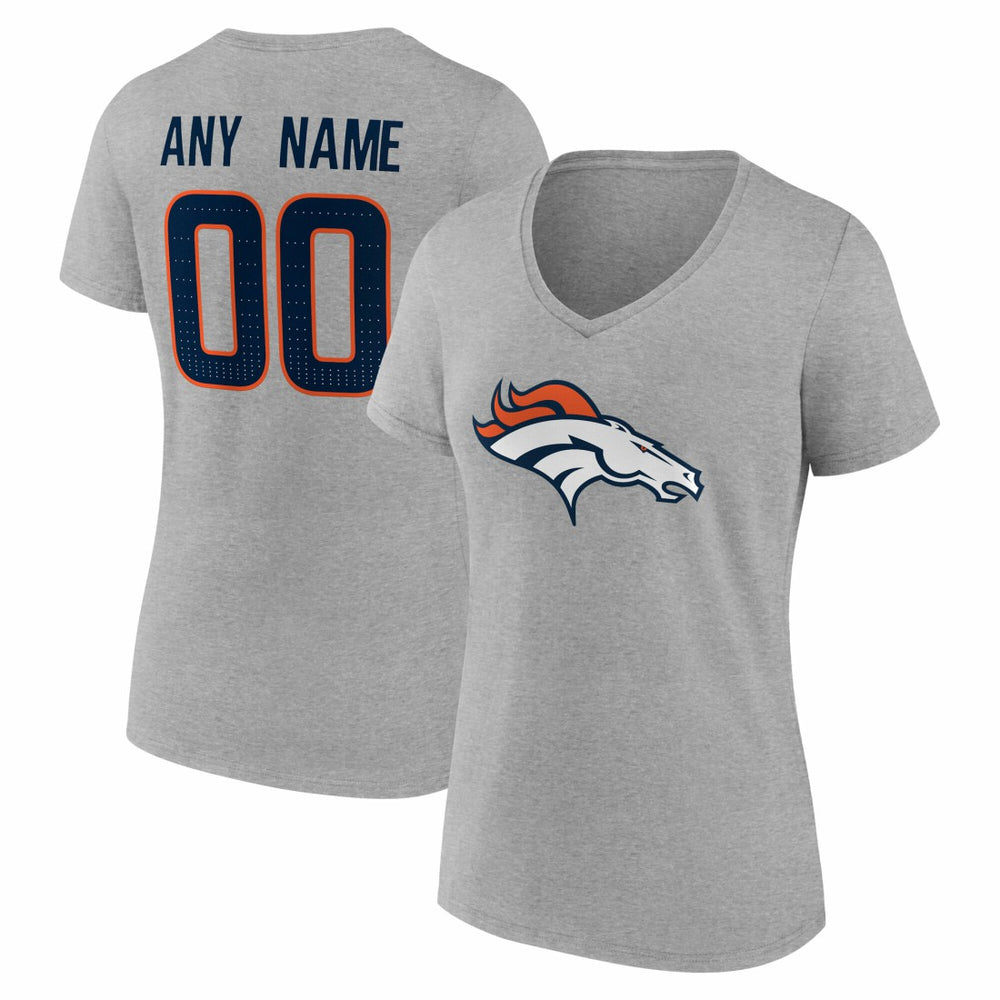 Denver Broncos Women's Team Authentic Personalized Name & Number V-Neck T-Shirt - Gray outlet