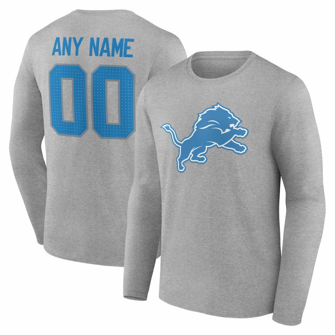 Detroit Lions Team Authentic Personalized Name & Number Long Sleeve T-Shirt - Gray outlet