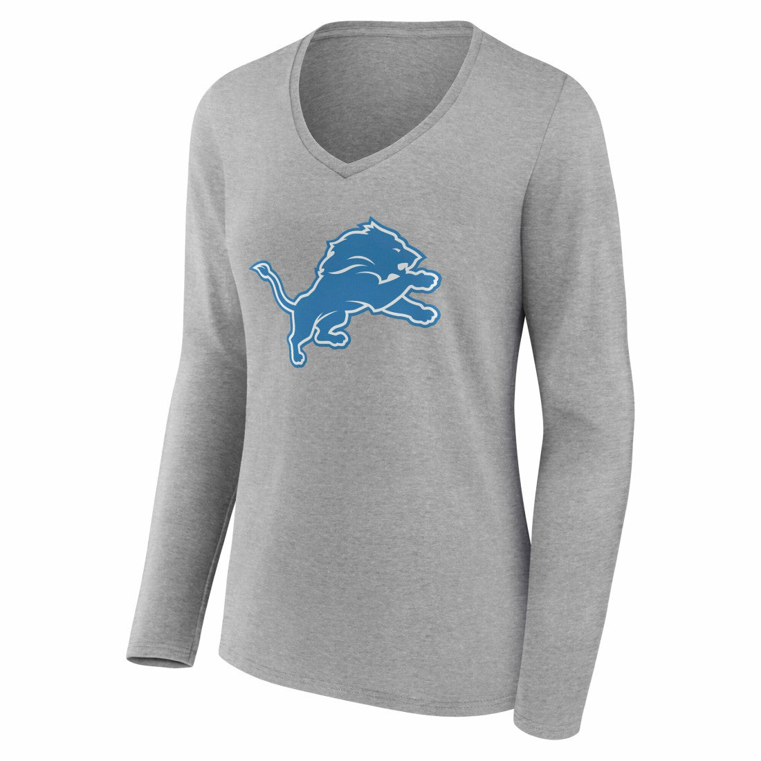Detroit Lions Women's Team Authentic Personalized Name & Number Long Sleeve V-Neck T-Shirt - Gray discount
