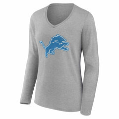 Detroit Lions Women's Team Authentic Personalized Name & Number Long Sleeve V-Neck T-Shirt - Gray discount