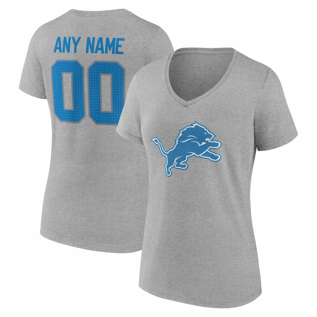 Detroit Lions Women's Team Authentic Personalized Name & Number V-Neck T-Shirt - Gray online