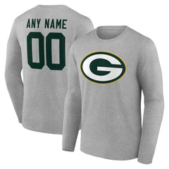 Green Bay Packers Team Authentic Personalized Name & Number Long Sleeve T-Shirt - Gray online