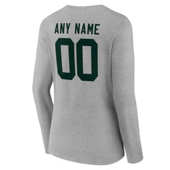 Green Bay Packers Women's Team Authentic Personalized Name & Number Long Sleeve V-Neck T-Shirt - Gray discount