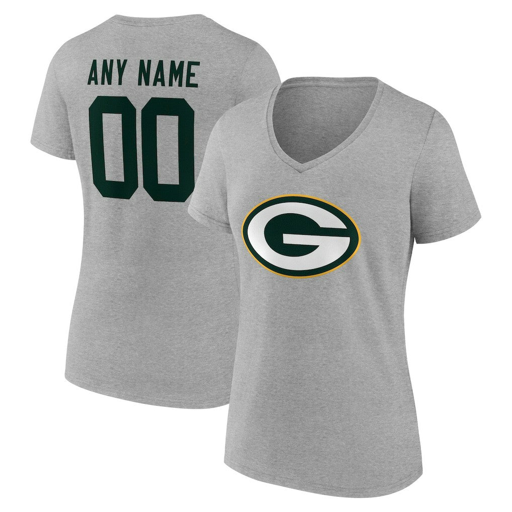 Green Bay Packers Women's Team Authentic Personalized Name & Number V-Neck T-Shirt - Gray online