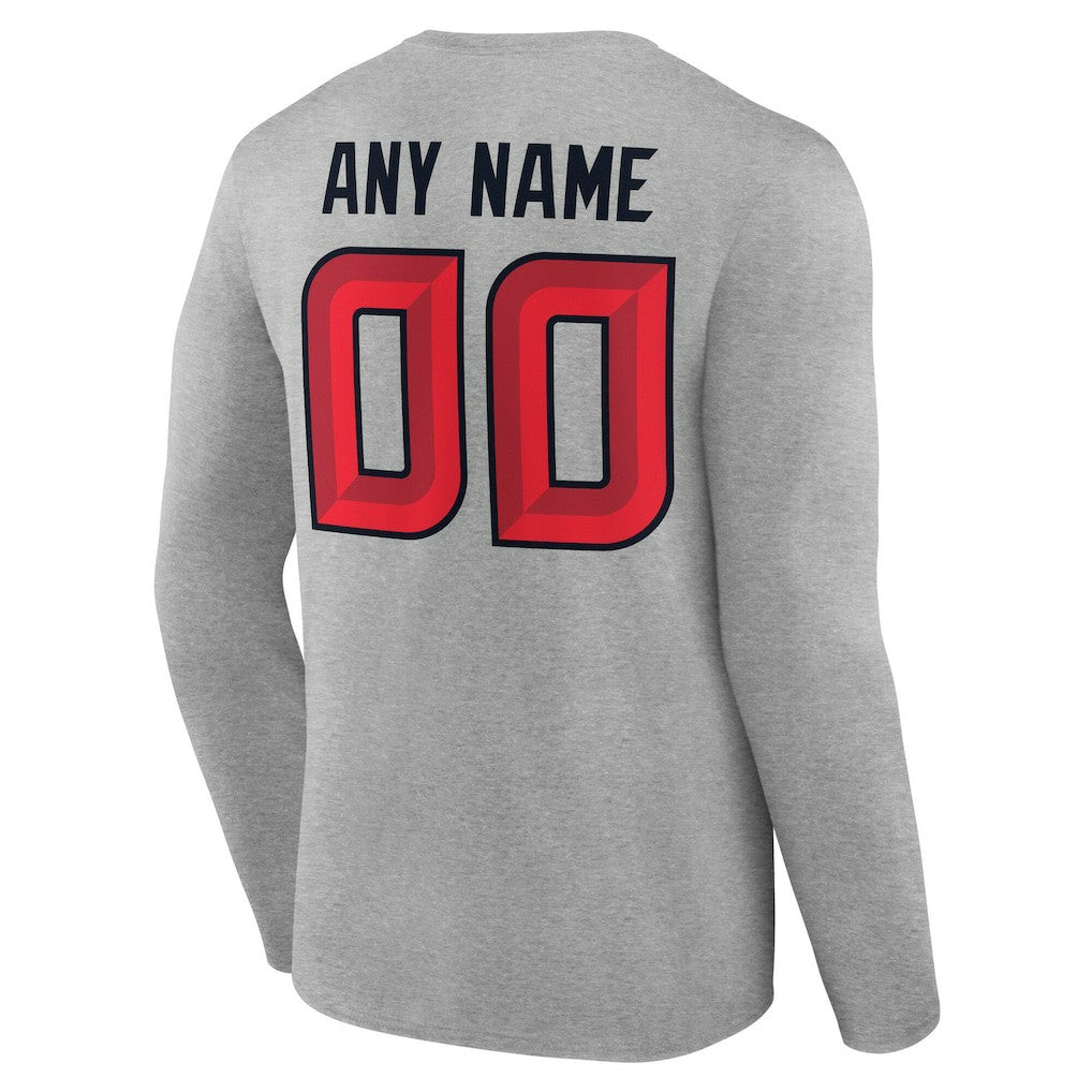 Houston Texans Team Authentic Personalized Name & Number Long Sleeve T-Shirt - Gray on sale