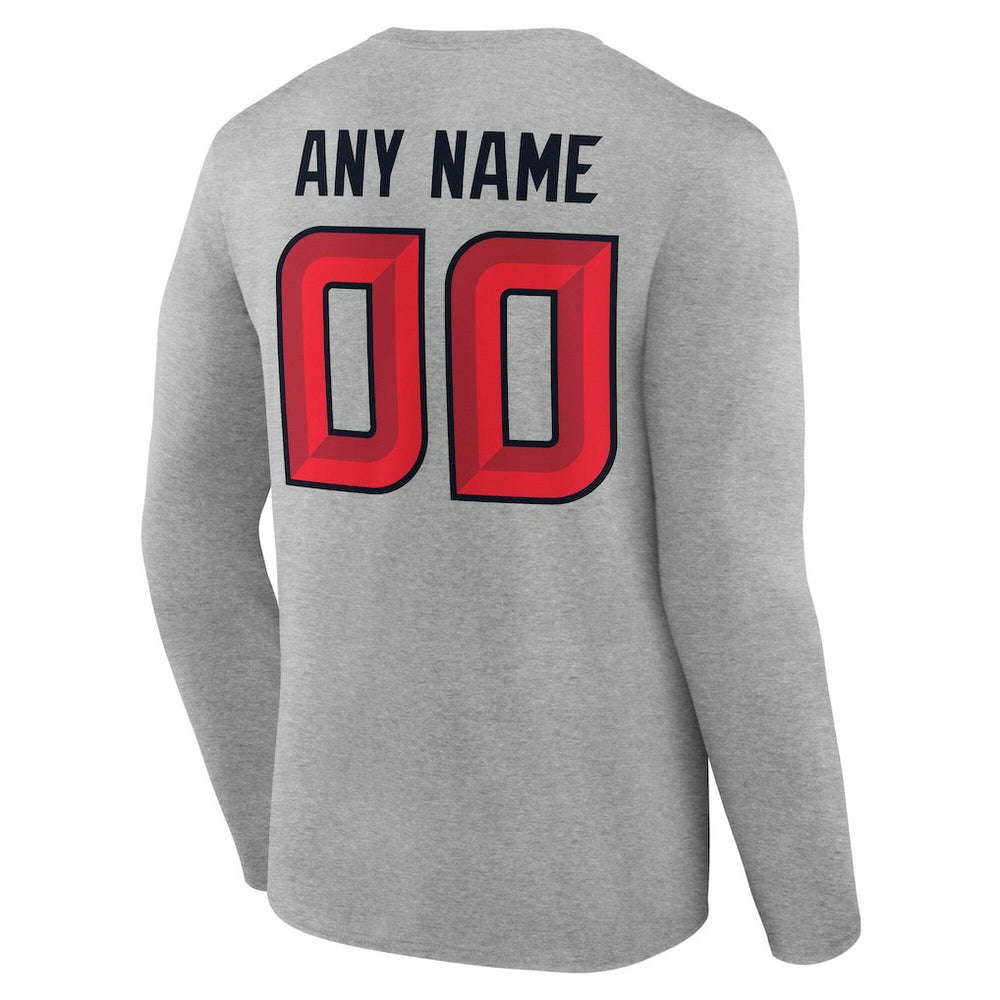 Houston Texans Team Authentic Personalized Name & Number Long Sleeve T-Shirt - Gray on sale