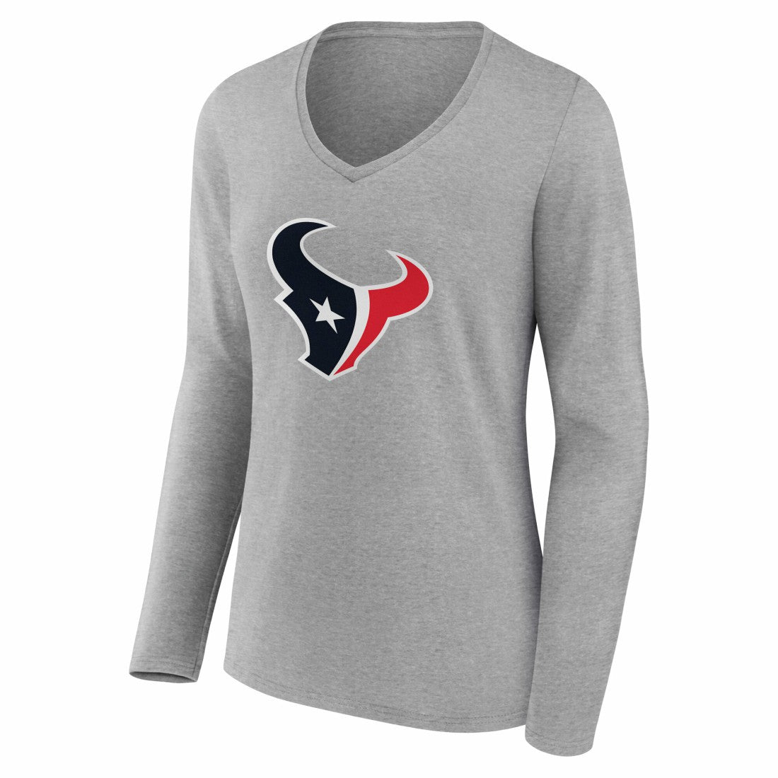 Houston Texans Women's Team Authentic Personalized Name & Number Long Sleeve V-Neck T-Shirt - Gray sale