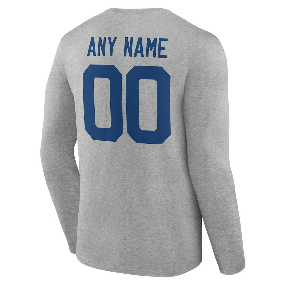 Indianapolis Colts Team Authentic Personalized Name & Number Long Sleeve T-Shirt - Gray sale