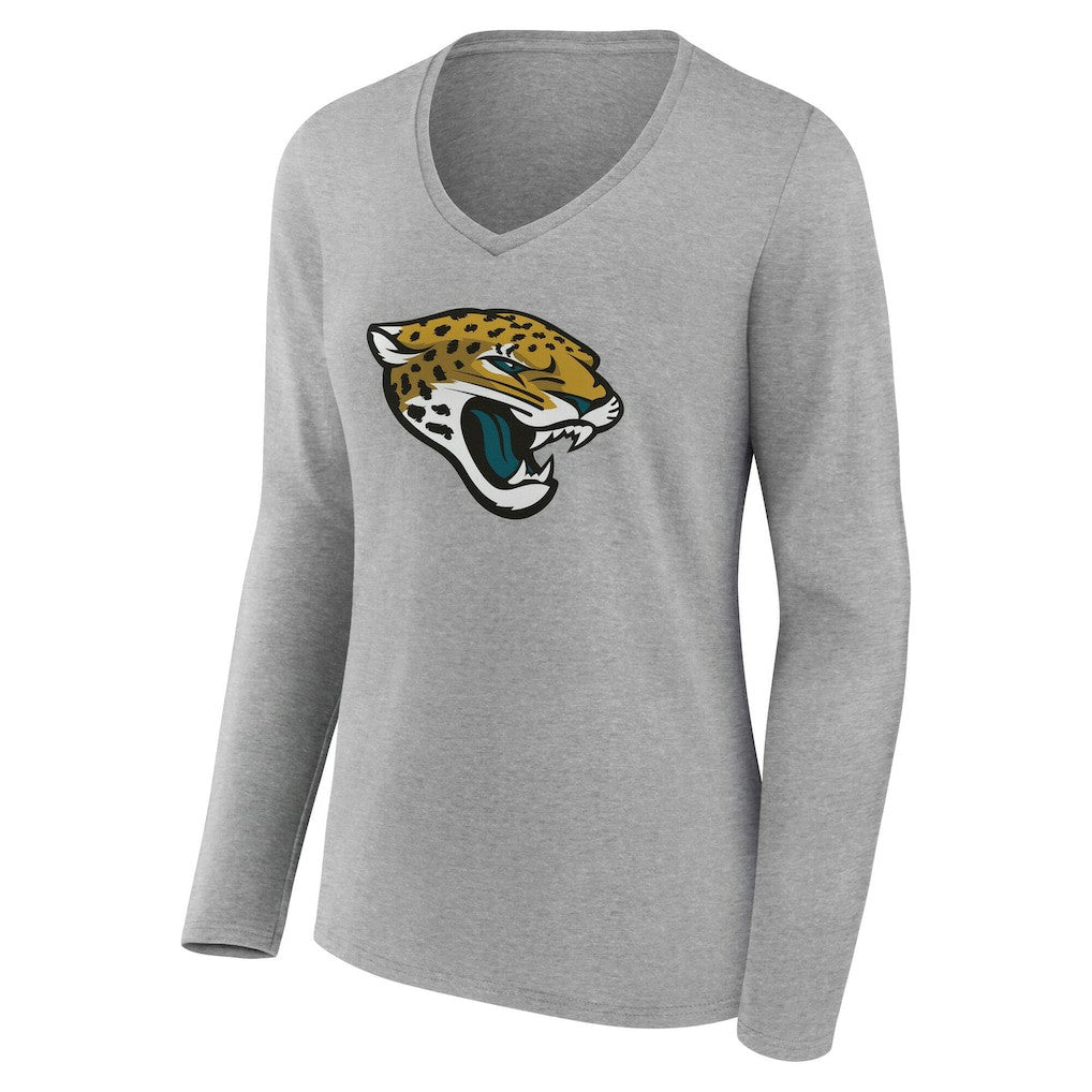Jacksonville Jaguars Women's Team Authentic Personalized Name & Number Long Sleeve V-Neck T-Shirt - Gray for sale