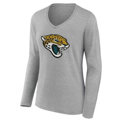 Jacksonville Jaguars Women's Team Authentic Personalized Name & Number Long Sleeve V-Neck T-Shirt - Gray for sale
