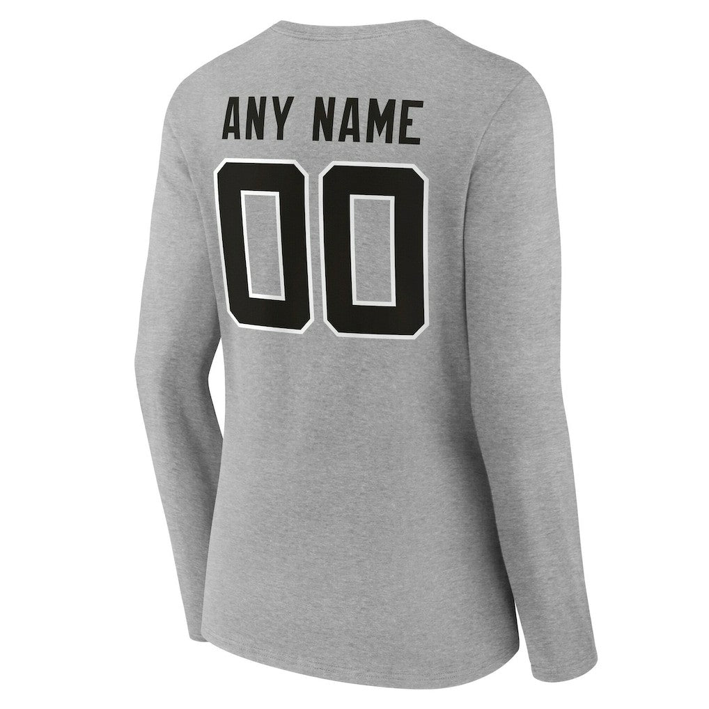 Jacksonville Jaguars Women's Team Authentic Personalized Name & Number Long Sleeve V-Neck T-Shirt - Gray for sale