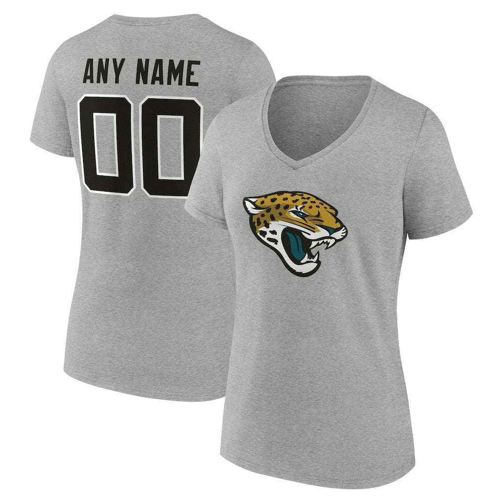 Jacksonville Jaguars Women's Team Authentic Personalized Name & Number V-Neck T-Shirt - Gray discount